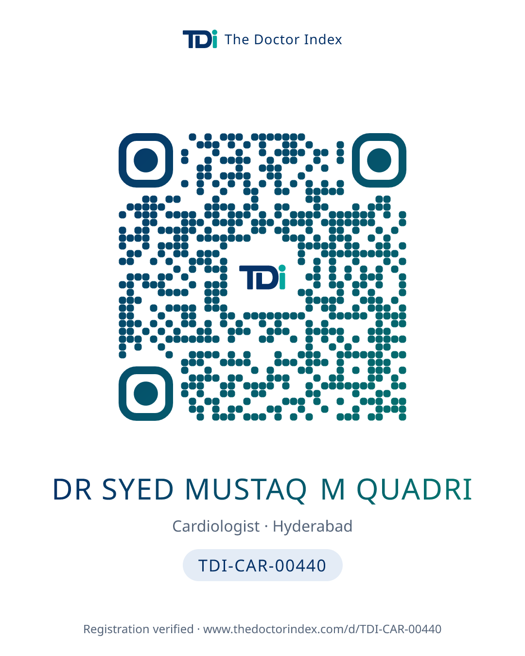 QR card for Dr Syed Mustaq M Quadri, TDI-CAR-00440