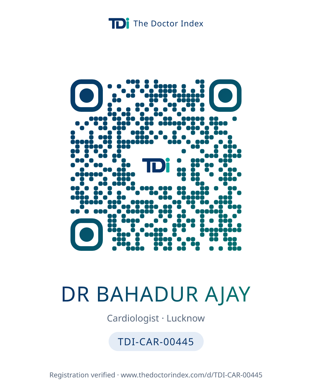 QR card for Dr Bahadur Ajay, TDI-CAR-00445