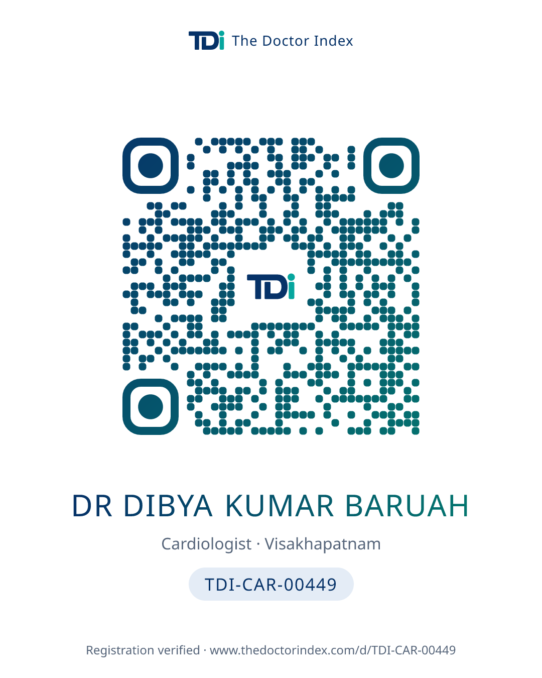 QR card for Dr Dibya Kumar Baruah, TDI-CAR-00449