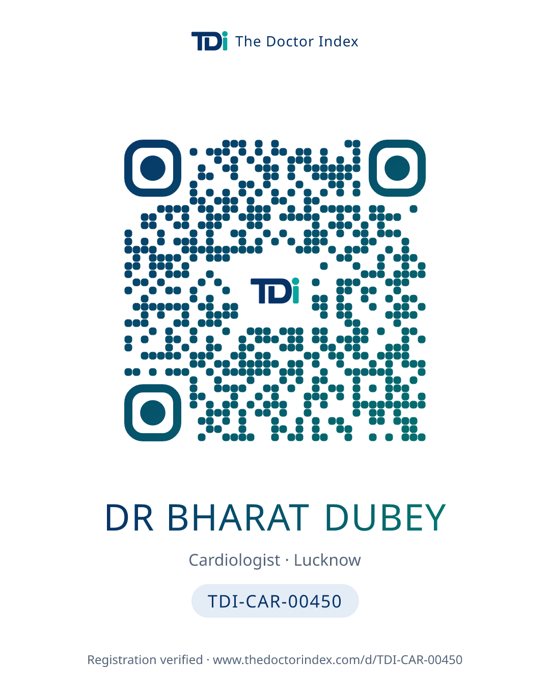 QR card for Dr Bharat Dubey, TDI-CAR-00450