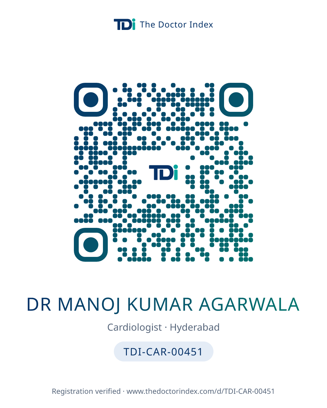 QR card for Dr Manoj Kumar Agarwala, TDI-CAR-00451