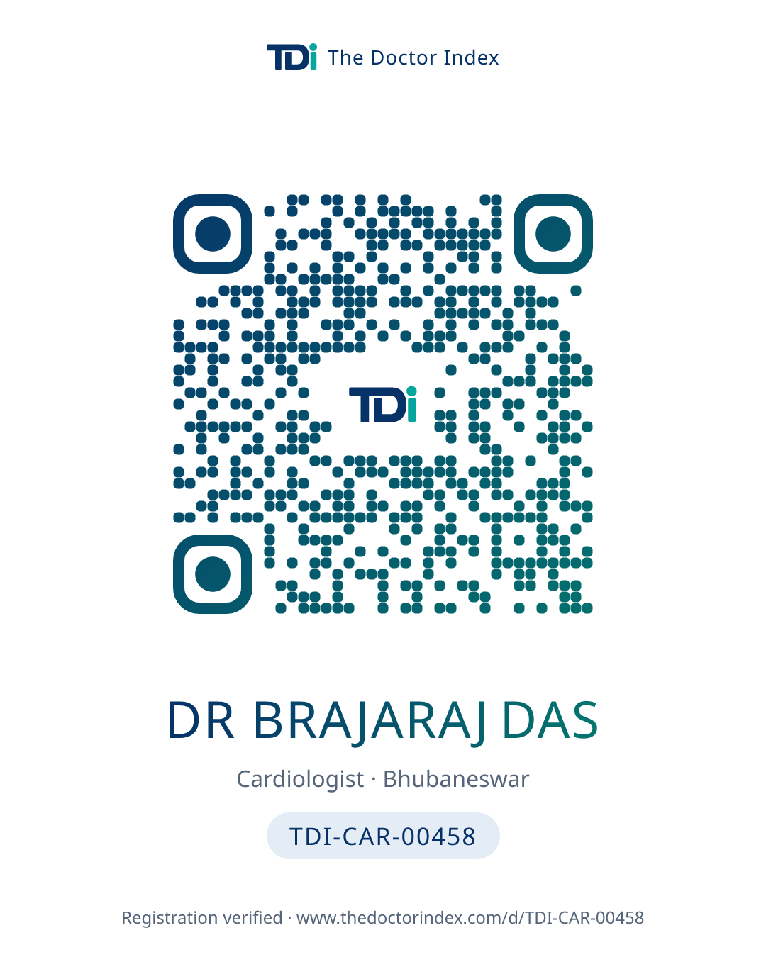 QR card for Dr Brajaraj Das, TDI-CAR-00458