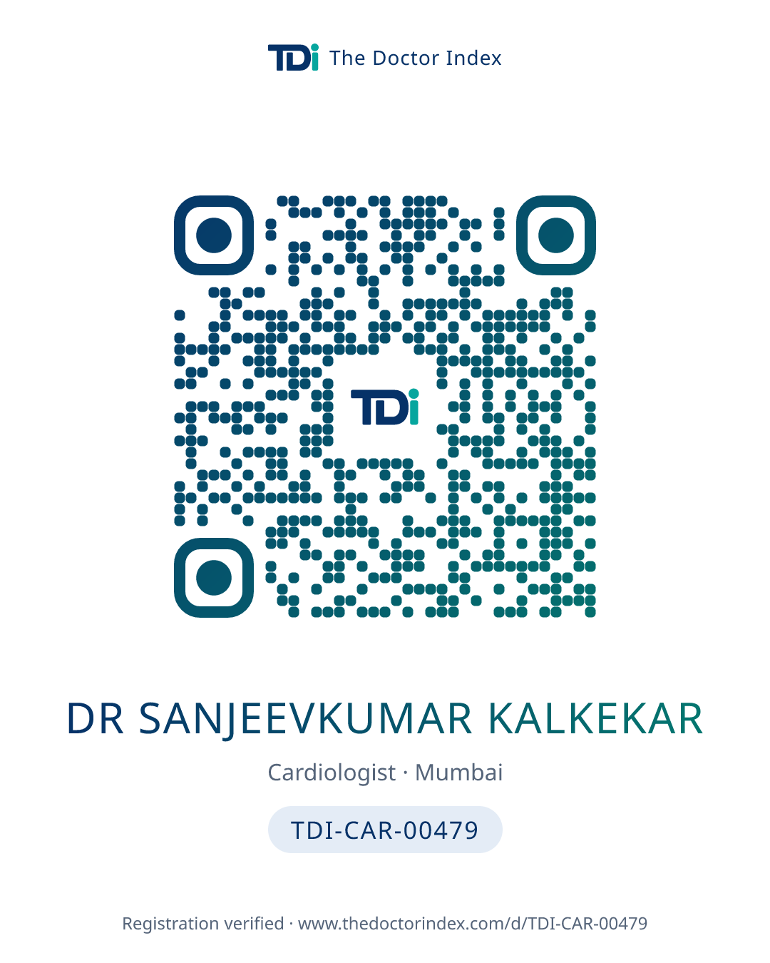 QR card for Dr Sanjeevkumar Kalkekar, TDI-CAR-00479