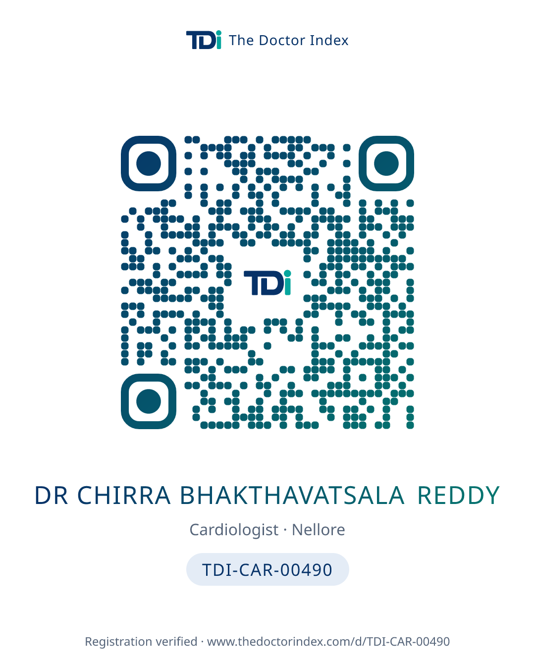 QR card for Dr Chirra Bhakthavatsala Reddy, TDI-CAR-00490