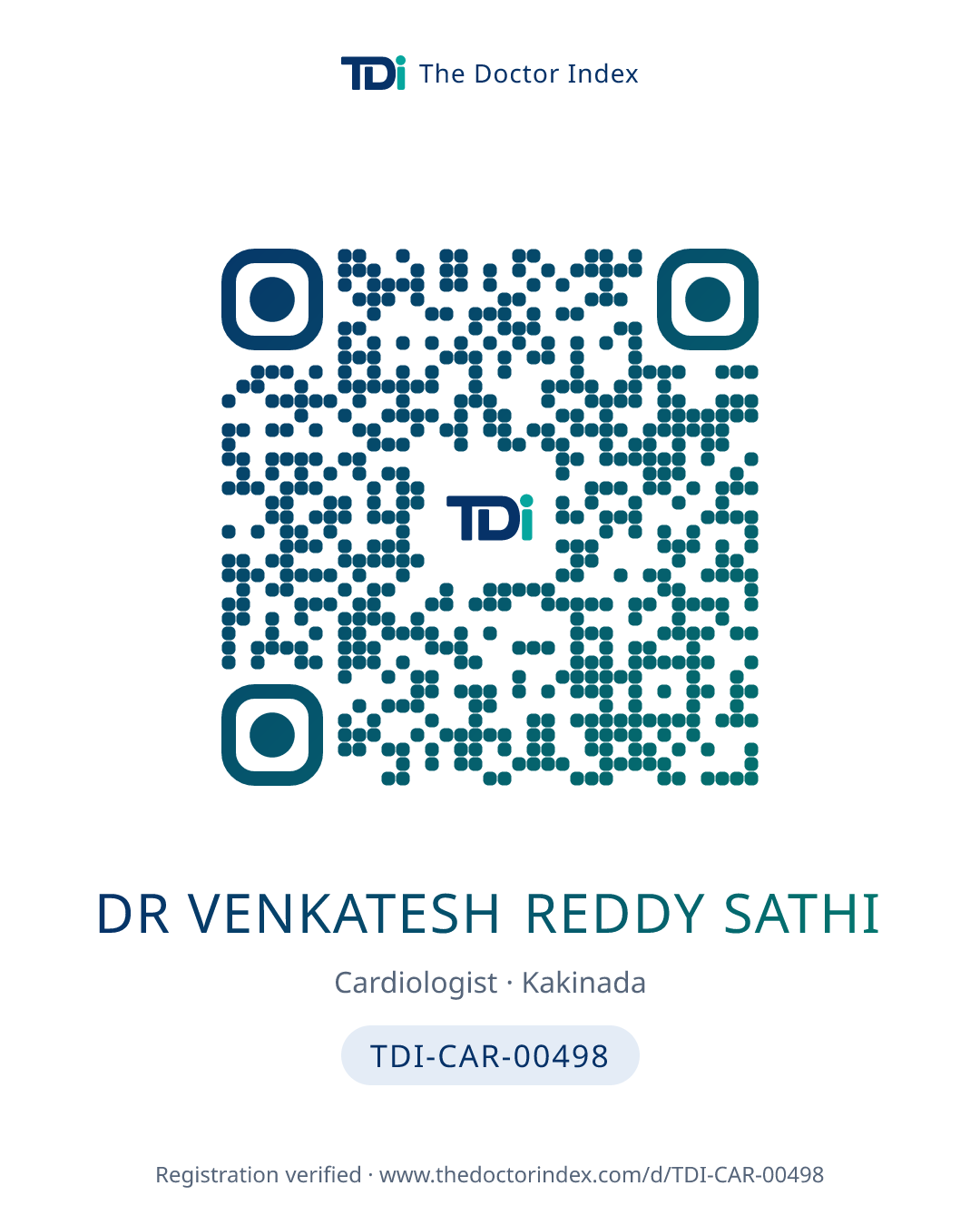 QR card for Dr Venkatesh Reddy Sathi, TDI-CAR-00498
