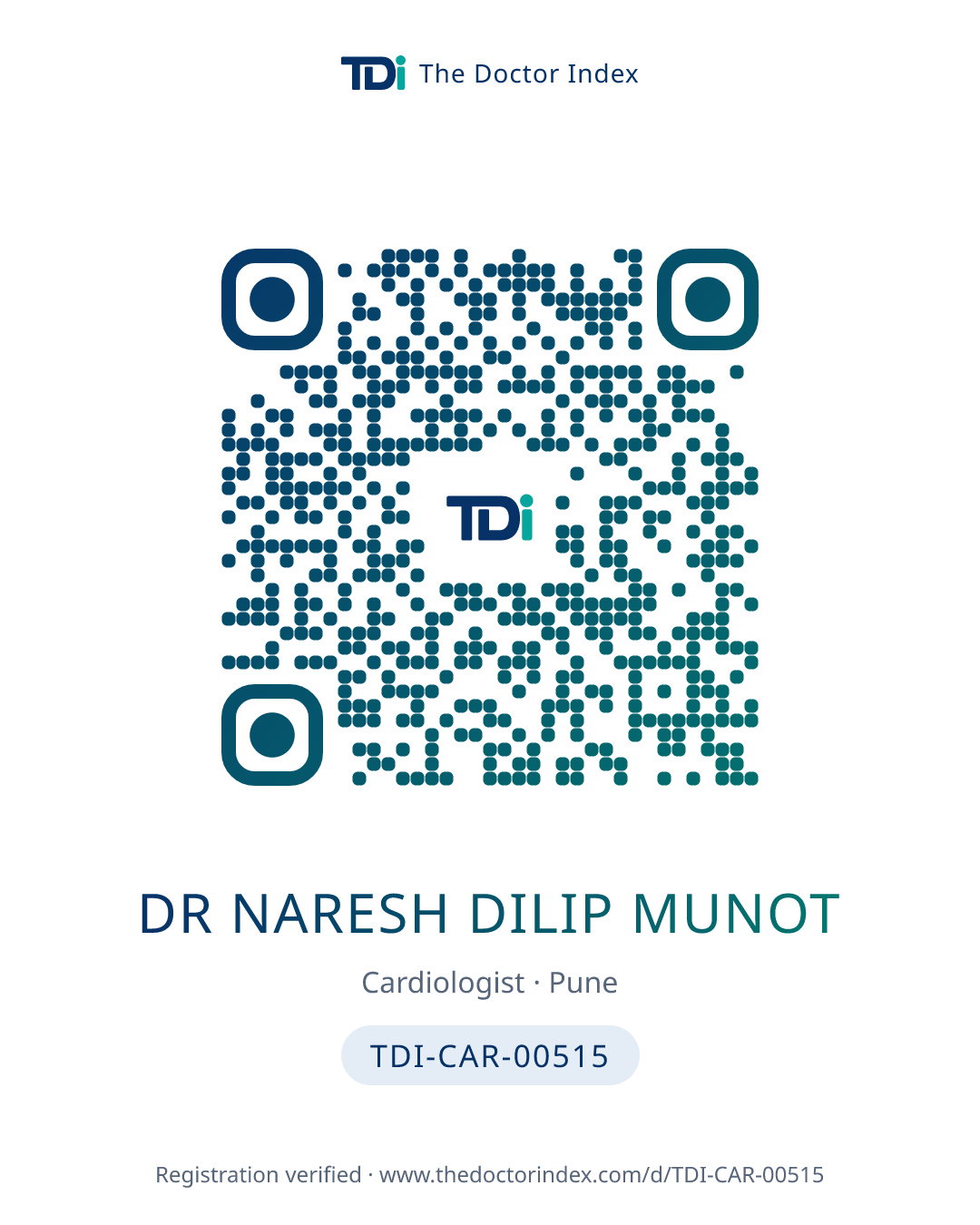 QR card for Dr Naresh Dilip Munot, TDI-CAR-00515