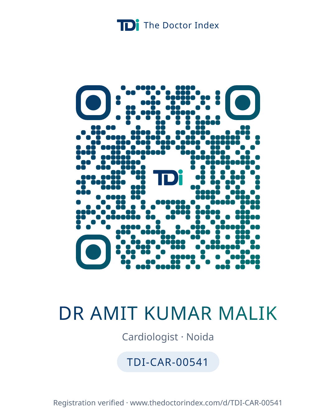QR card for Dr Amit Kumar Malik, TDI-CAR-00541