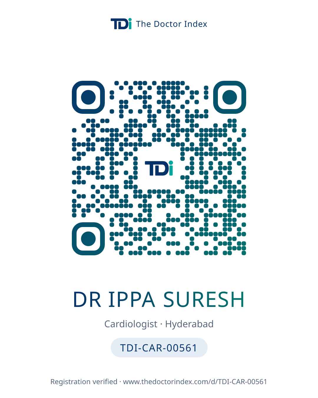 QR card for Dr Ippa Suresh, TDI-CAR-00561