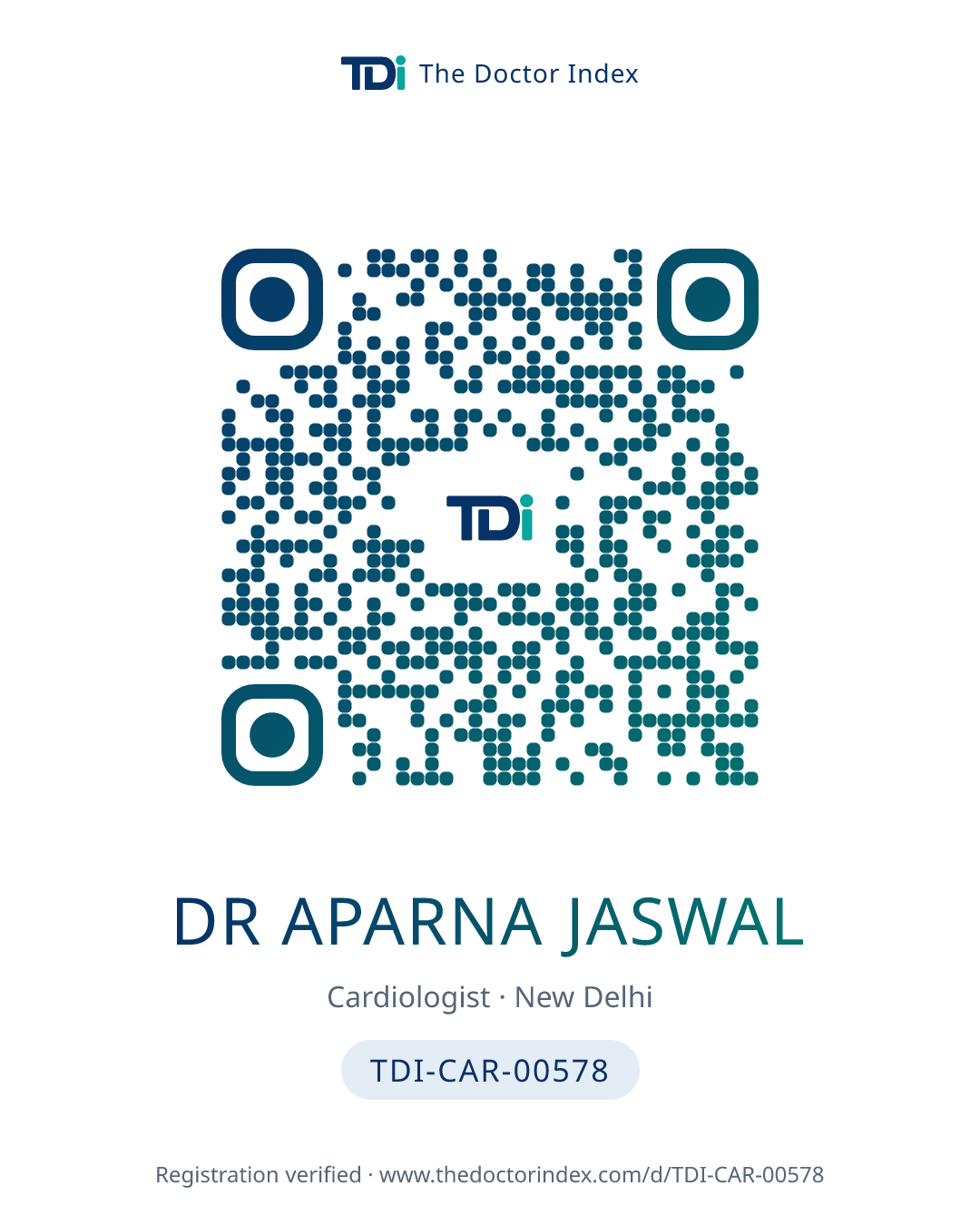 QR card for Dr Aparna Jaswal, TDI-CAR-00578