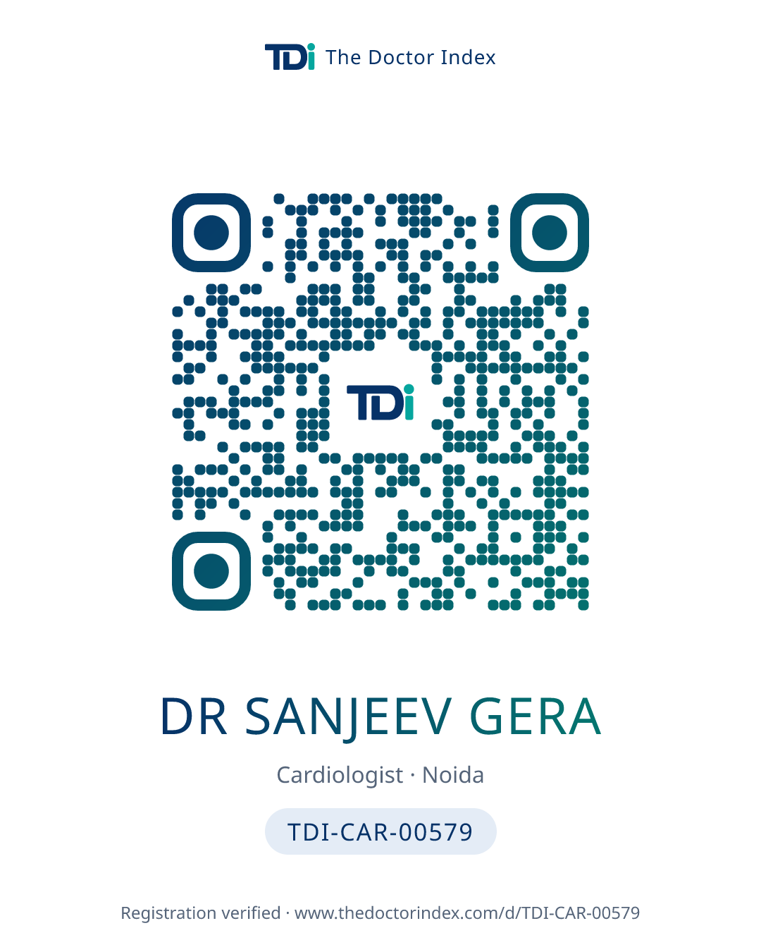 QR card for Dr Sanjeev Gera, TDI-CAR-00579