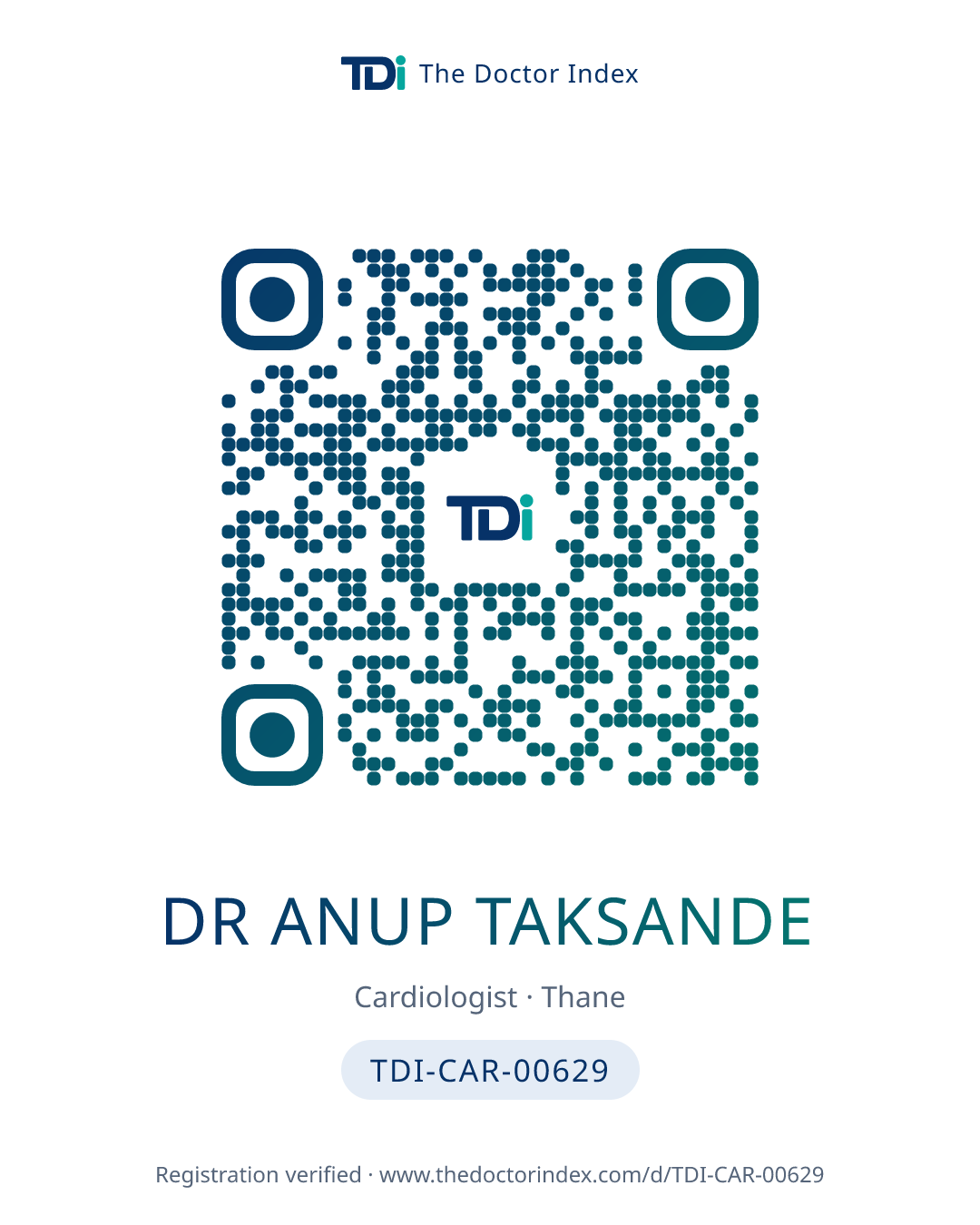 QR card for Dr Anup Taksande, TDI-CAR-00629