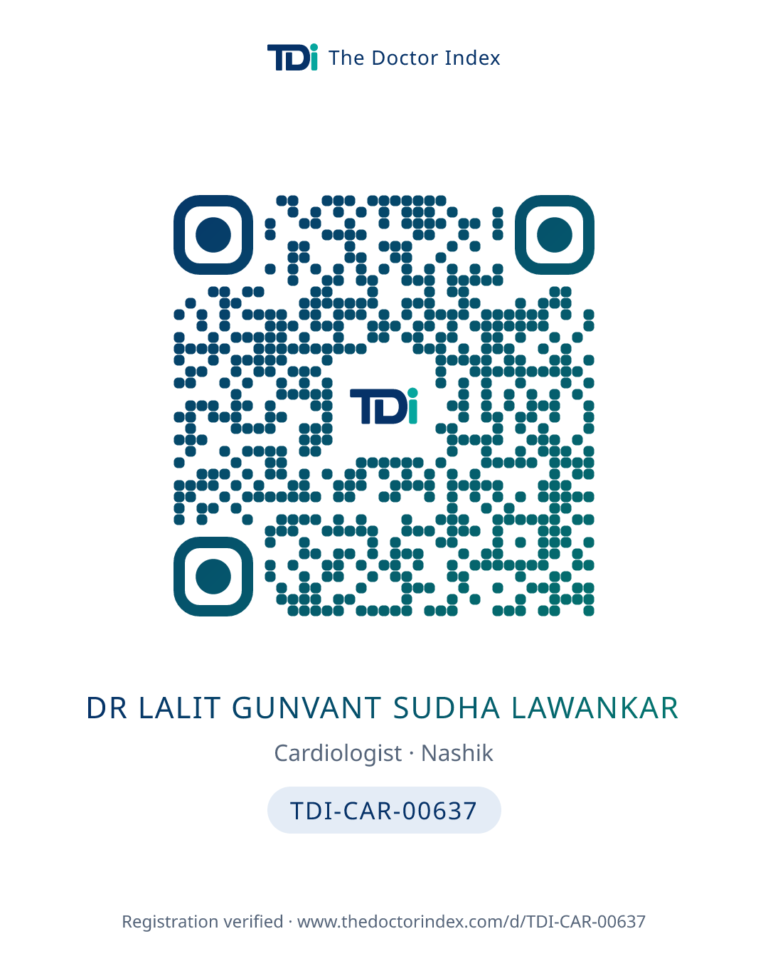 QR card for Dr Lalit Gunvant Sudha Lawankar, TDI-CAR-00637