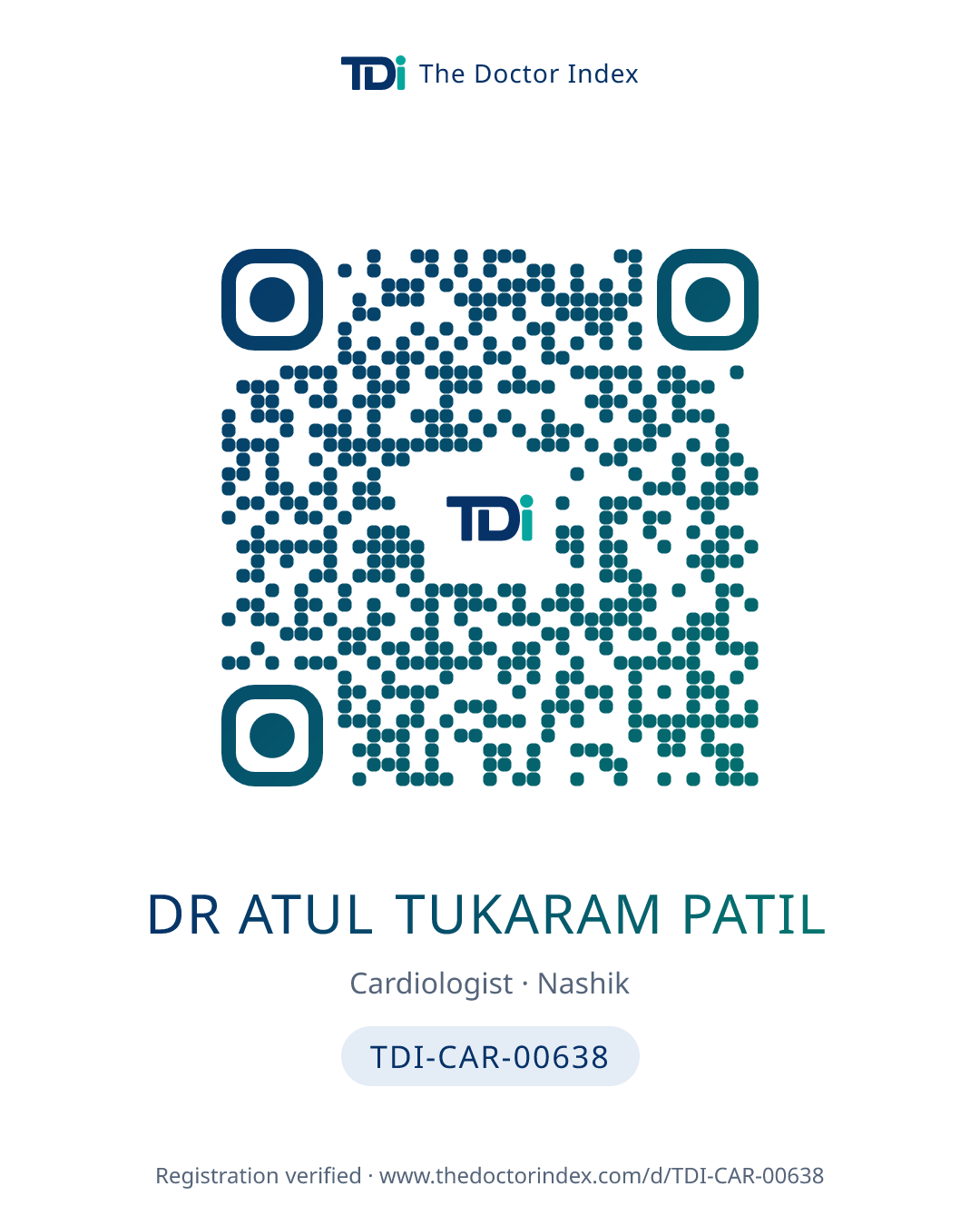 QR card for Dr Atul Tukaram Patil, TDI-CAR-00638