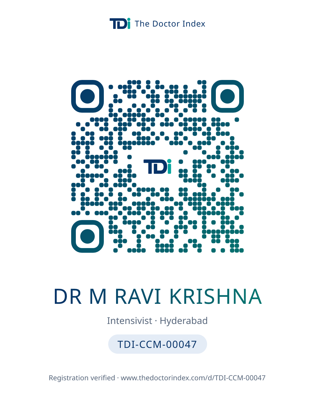 QR card for Dr M Ravi Krishna, TDI-CCM-00047