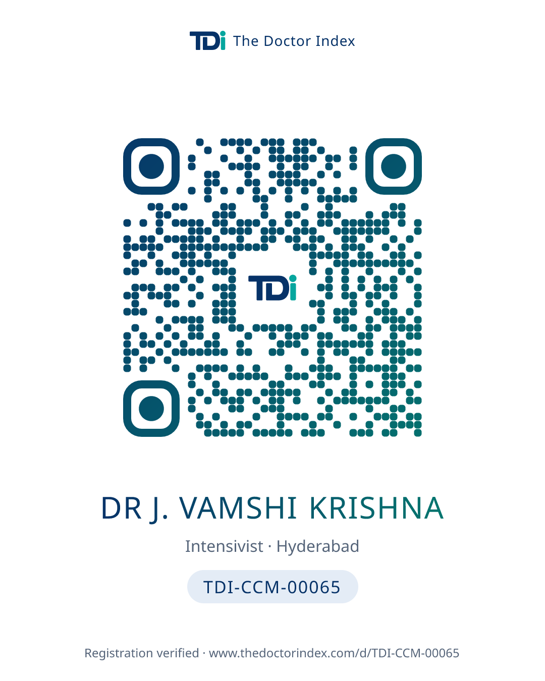 QR card for Dr J. Vamshi Krishna, TDI-CCM-00065
