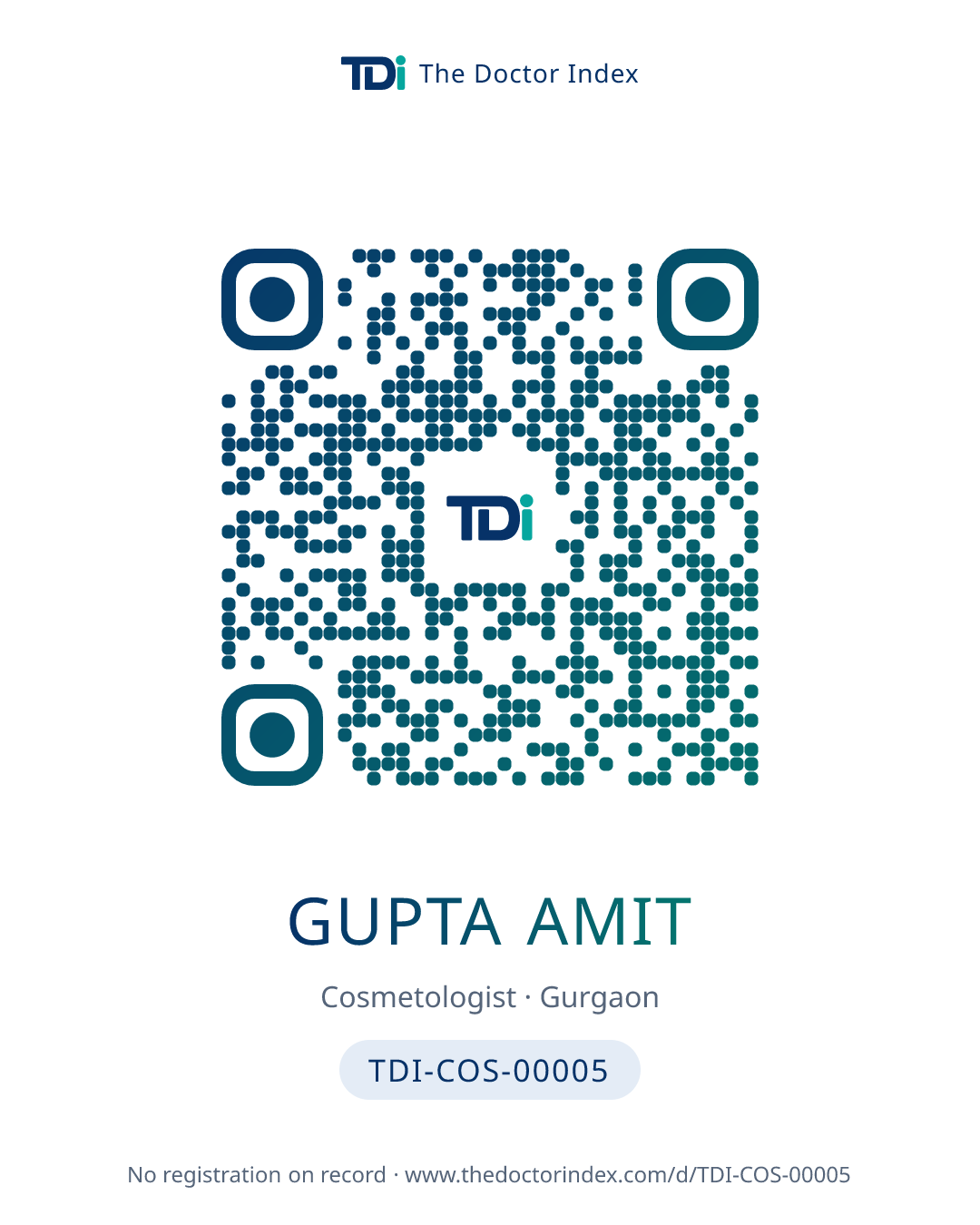QR card for Gupta Amit, TDI-COS-00005