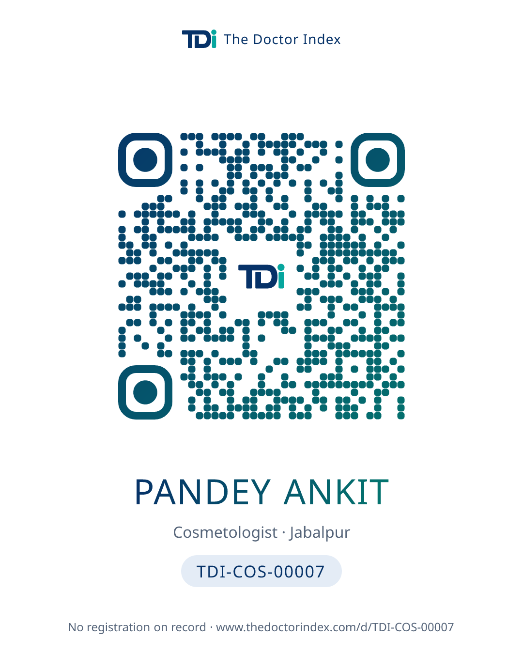QR card for Pandey Ankit, TDI-COS-00007