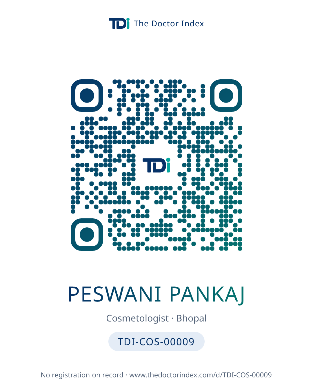 QR card for Peswani Pankaj, TDI-COS-00009