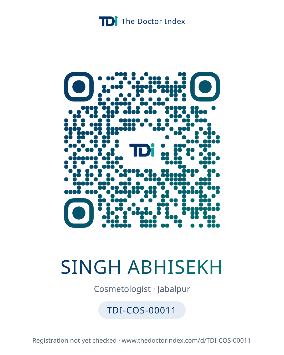 QR card for Singh Abhisekh, TDI-COS-00011