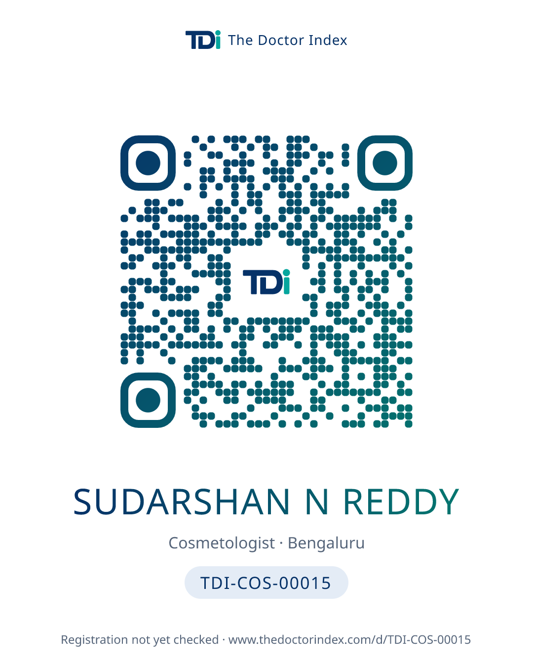 QR card for Sudarshan N Reddy, TDI-COS-00015