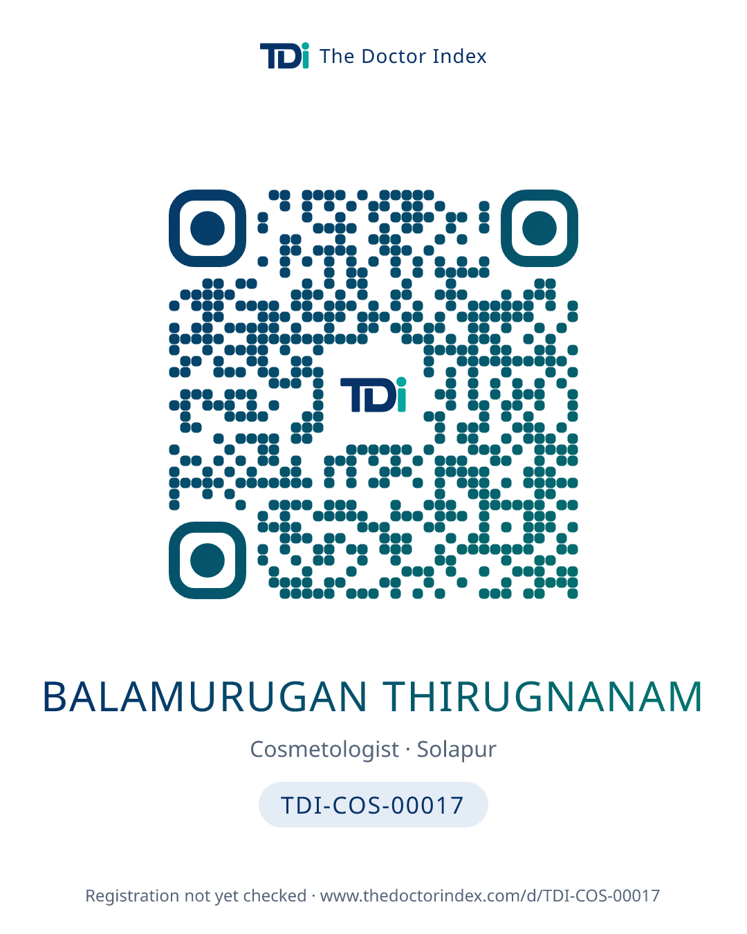 QR card for Balamurugan Thirugnanam, TDI-COS-00017