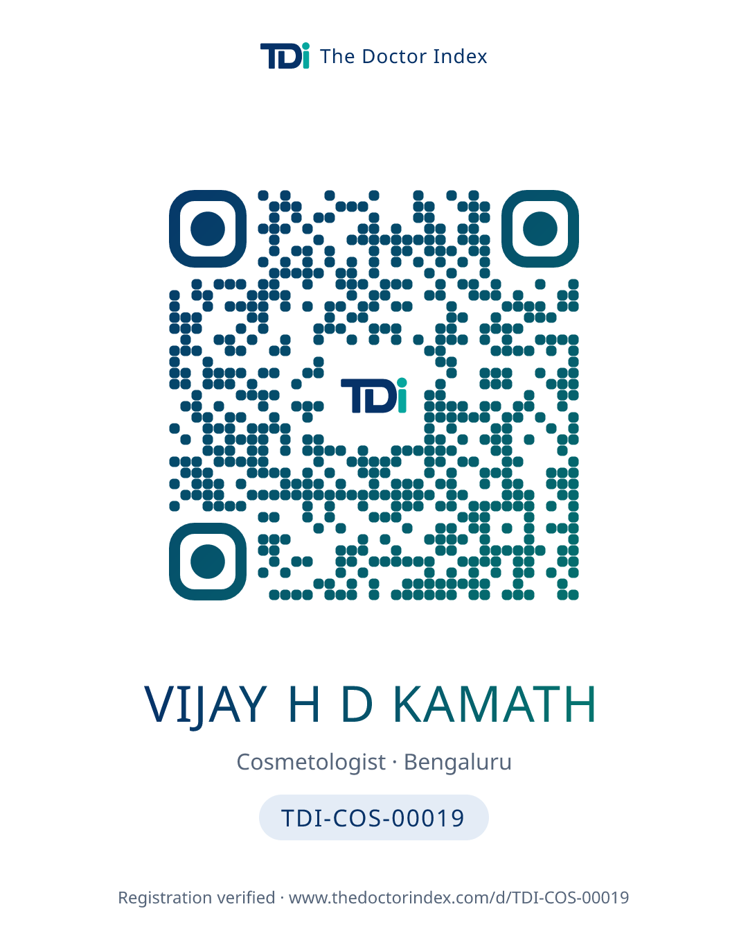 QR card for Vijay H D Kamath, TDI-COS-00019