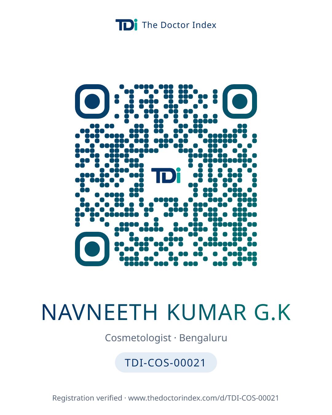 QR card for Navneeth Kumar G.K, TDI-COS-00021