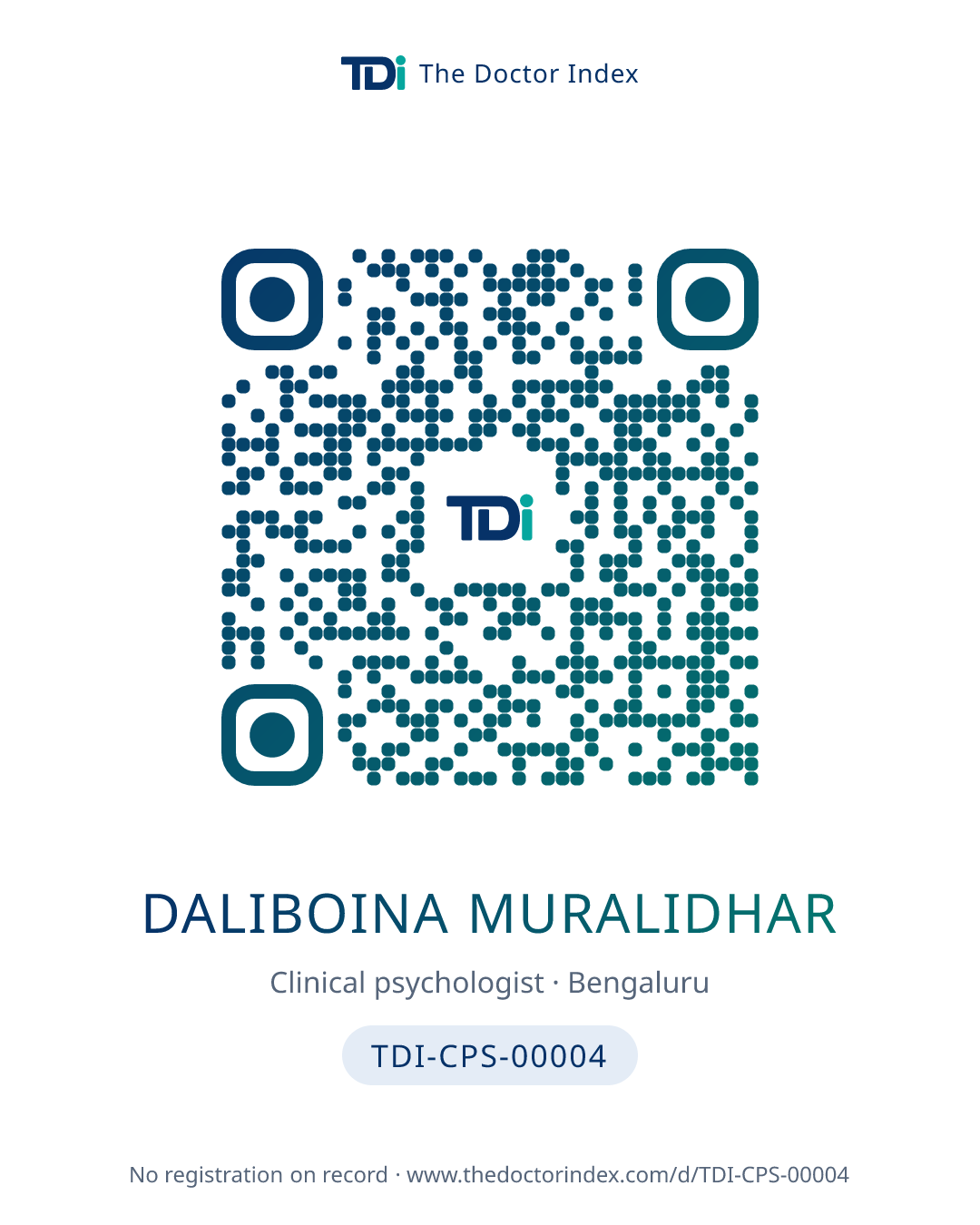 QR card for Daliboina Muralidhar, TDI-CPS-00004