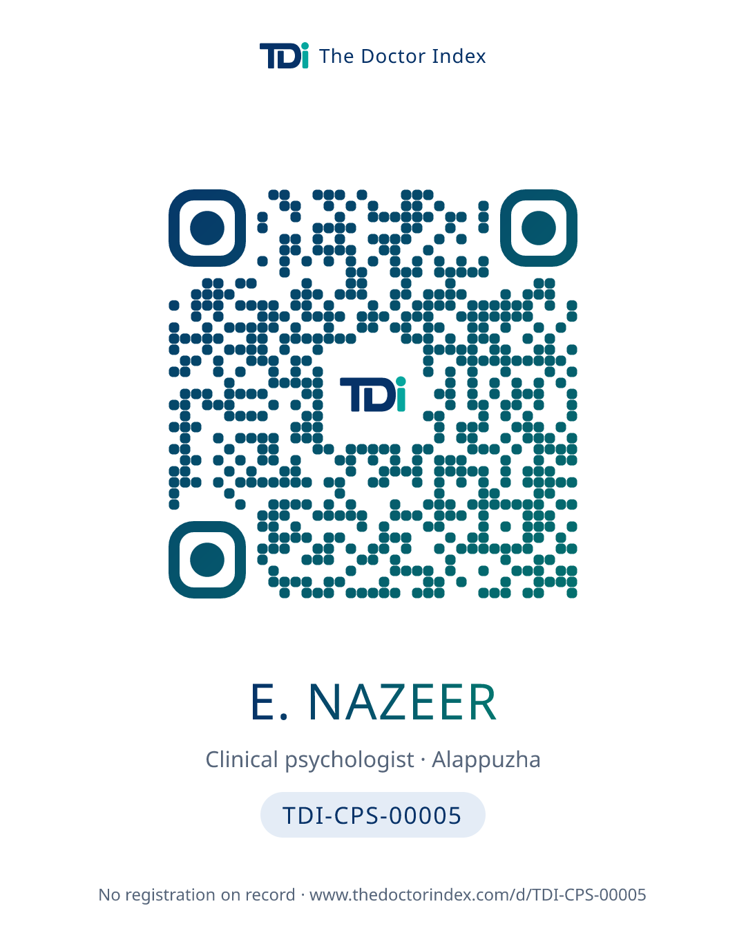 QR card for E. Nazeer, TDI-CPS-00005