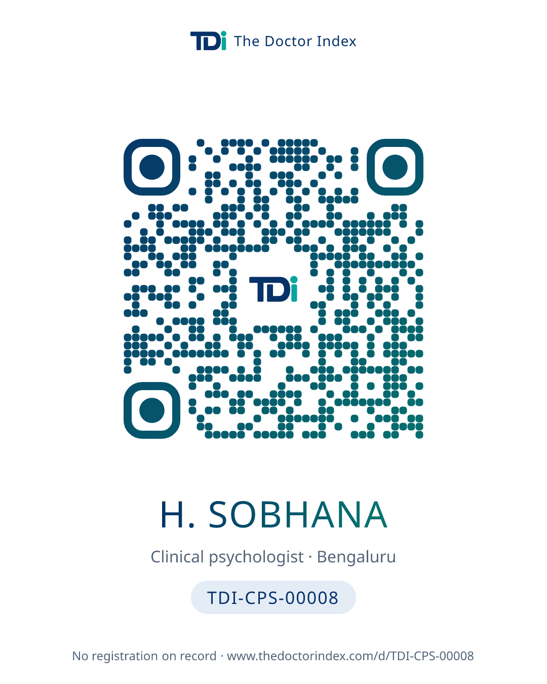 QR card for H. Sobhana, TDI-CPS-00008