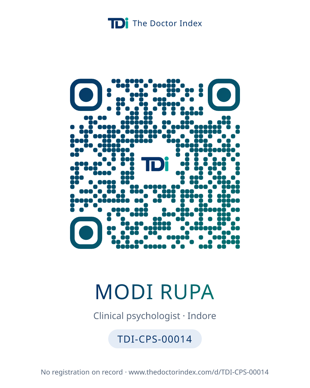 QR card for Modi Rupa, TDI-CPS-00014