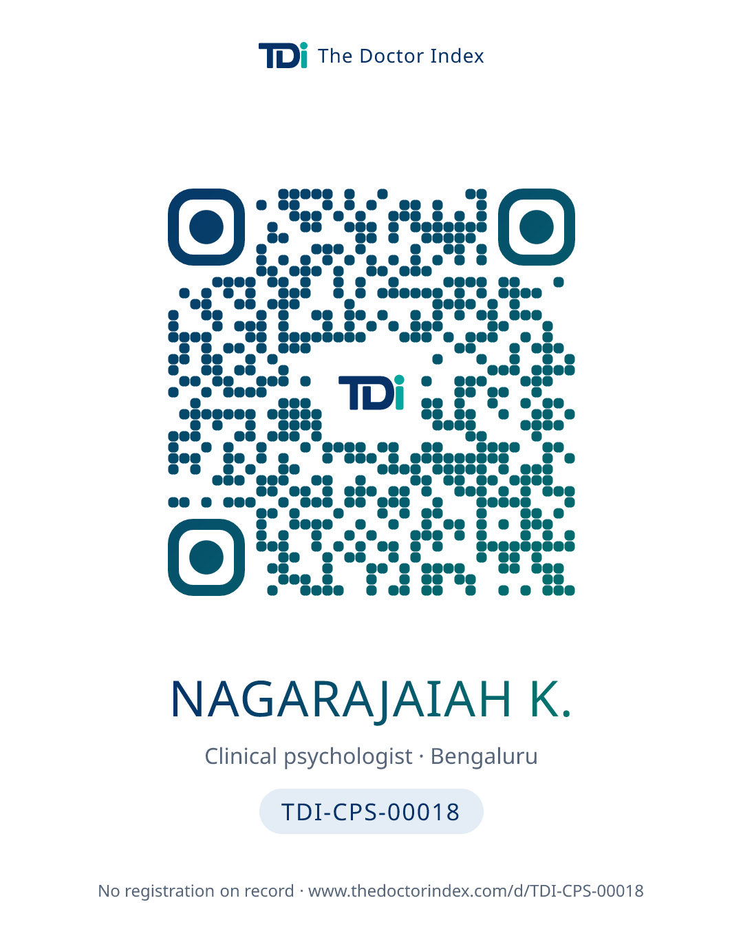 QR card for Nagarajaiah K., TDI-CPS-00018