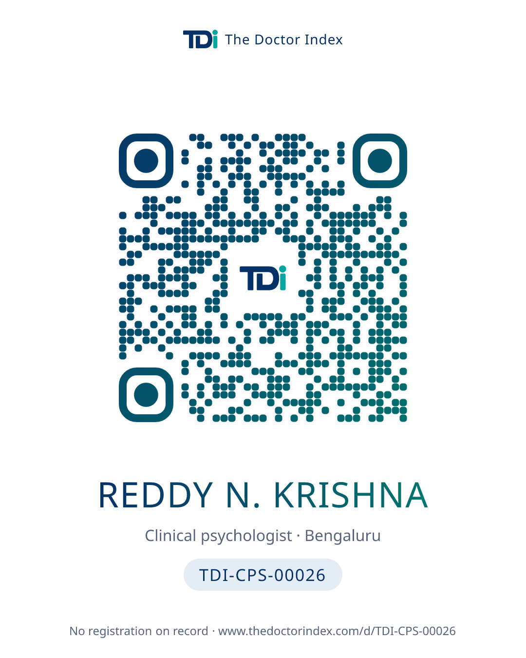 QR card for Reddy N. Krishna, TDI-CPS-00026