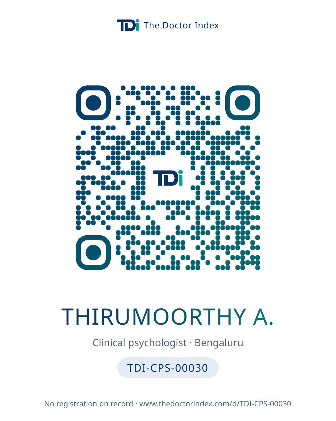QR card for Thirumoorthy A., TDI-CPS-00030