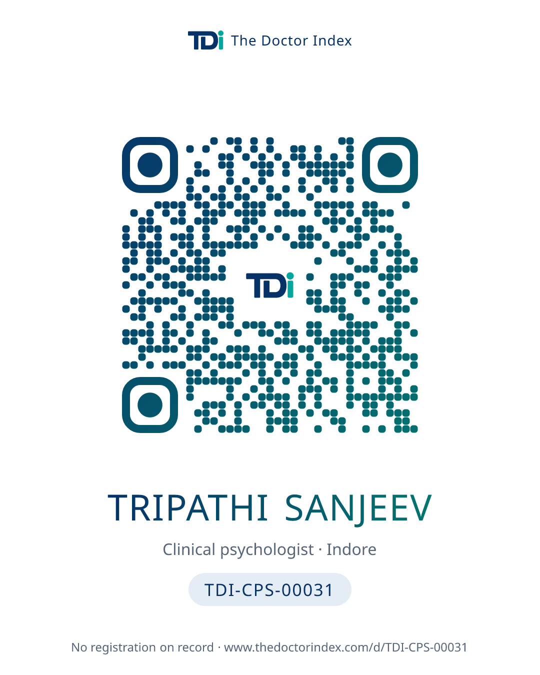 QR card for Tripathi Sanjeev, TDI-CPS-00031