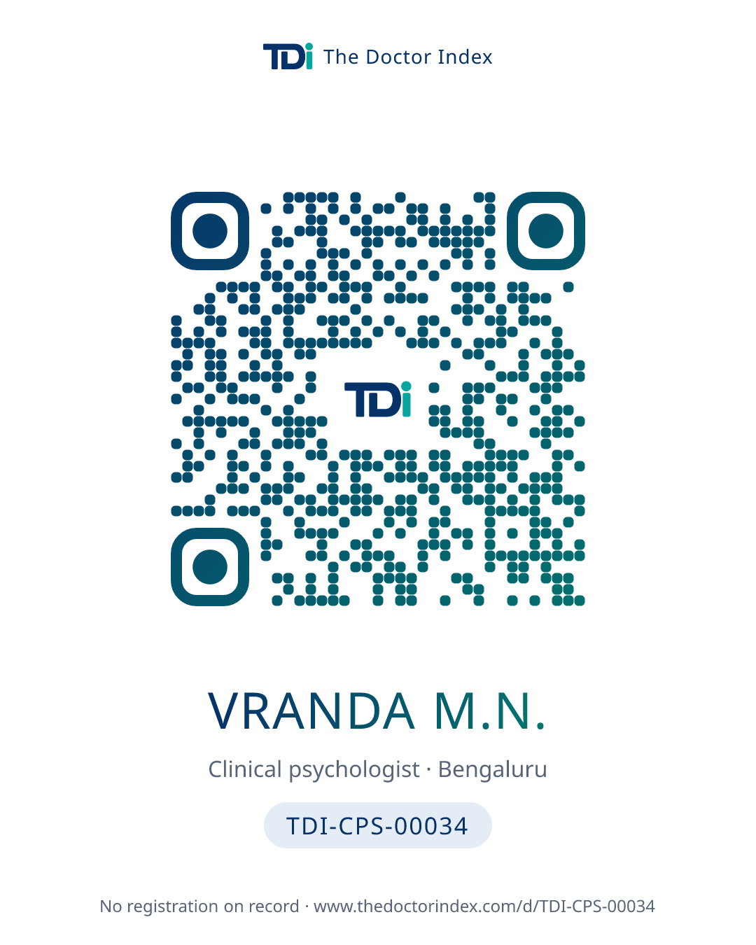 QR card for Vranda M.N., TDI-CPS-00034