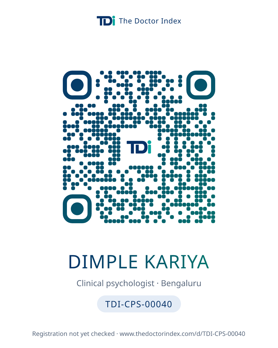 QR card for Dimple Kariya, TDI-CPS-00040