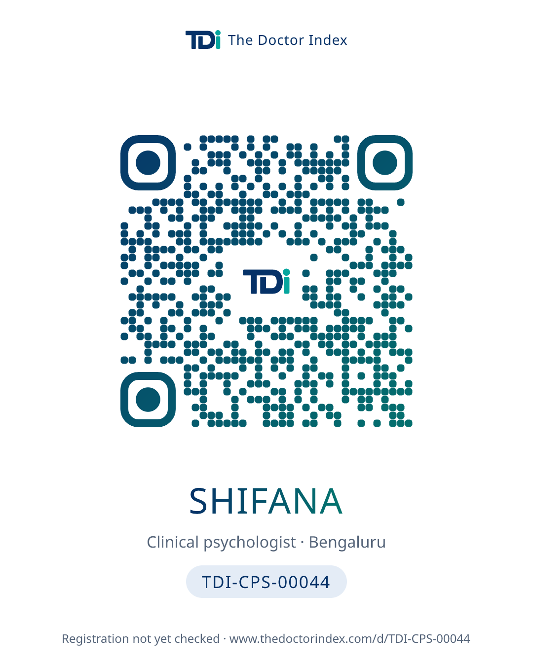 QR card for Shifana, TDI-CPS-00044