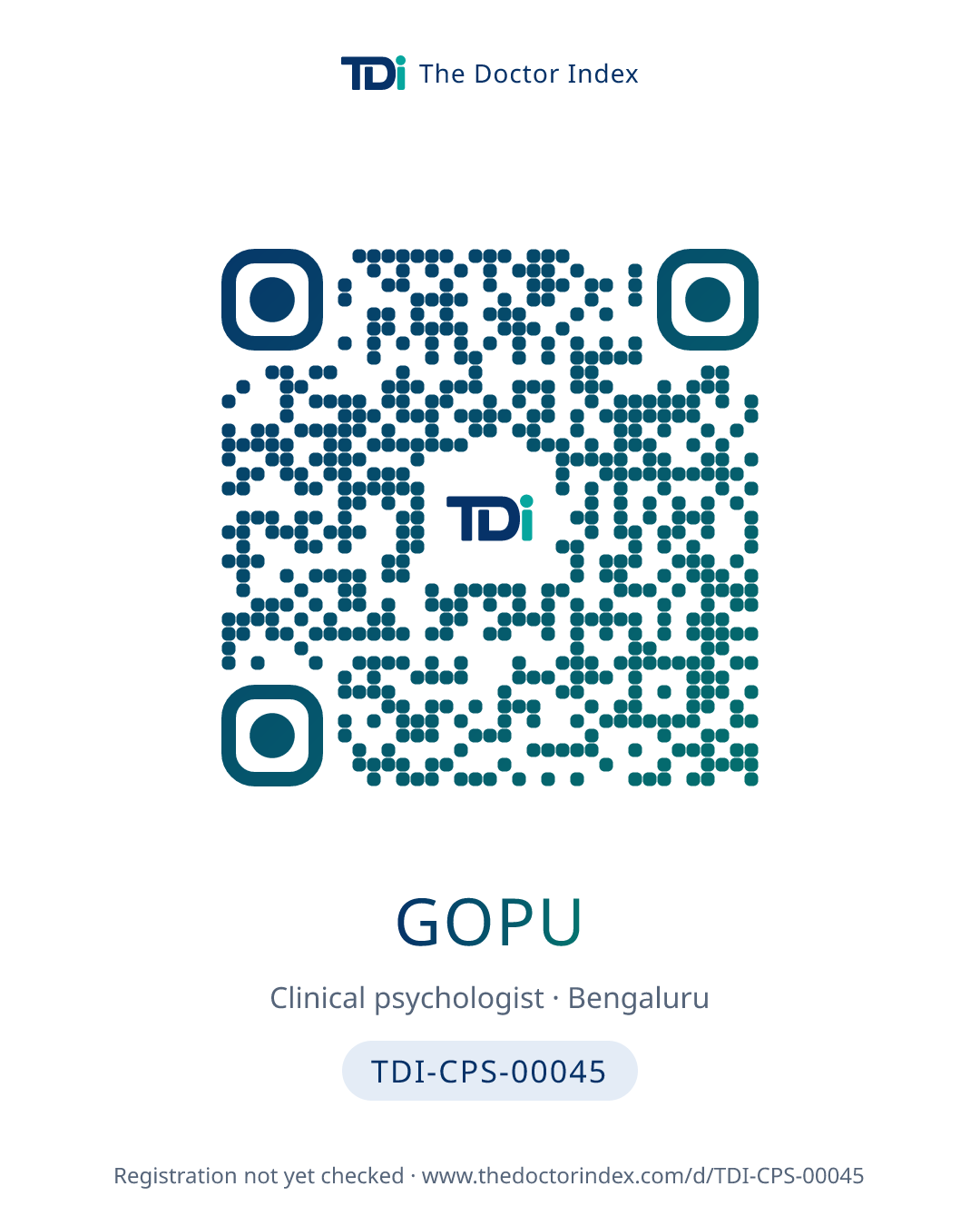 QR card for Gopu, TDI-CPS-00045