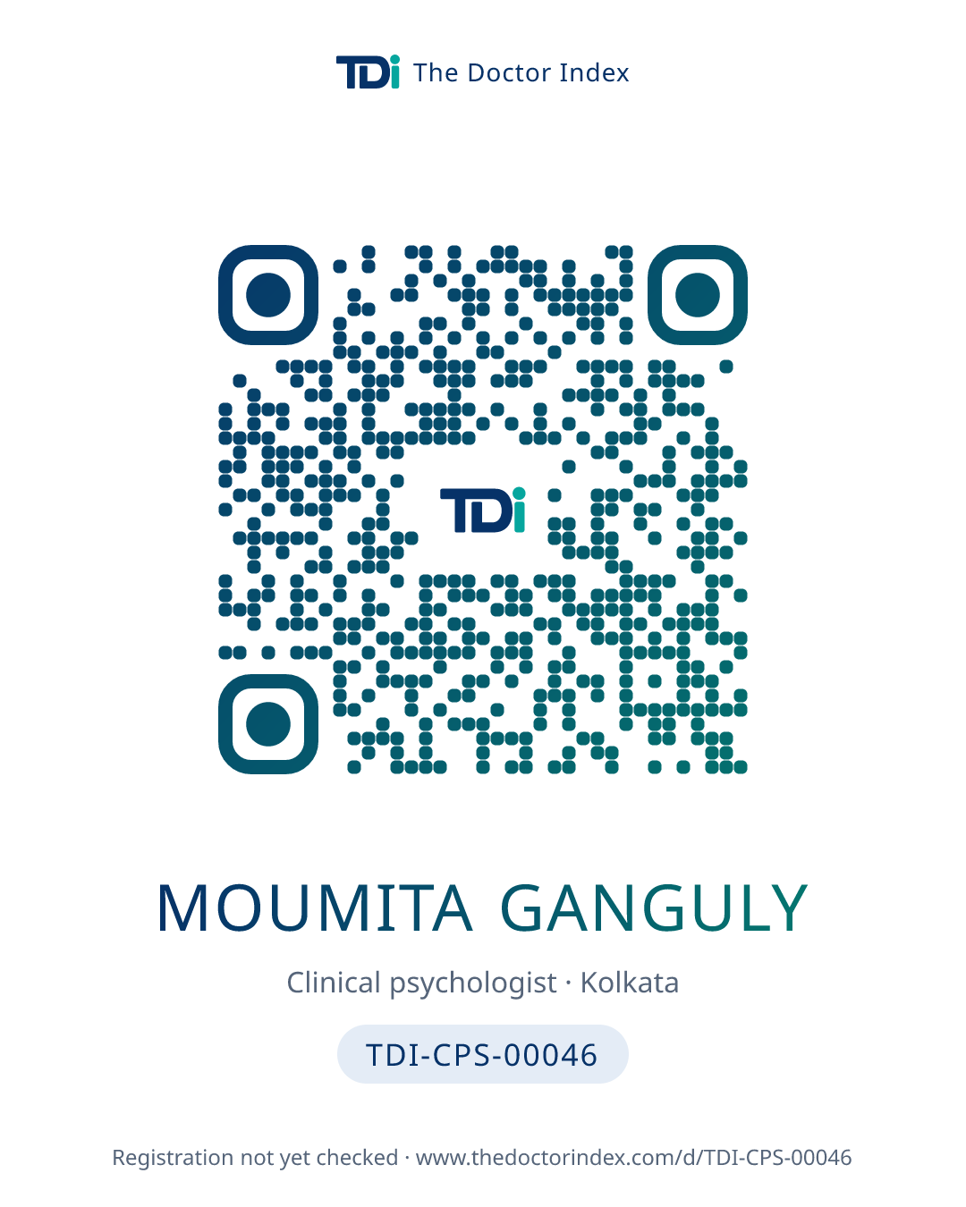 QR card for Moumita Ganguly, TDI-CPS-00046