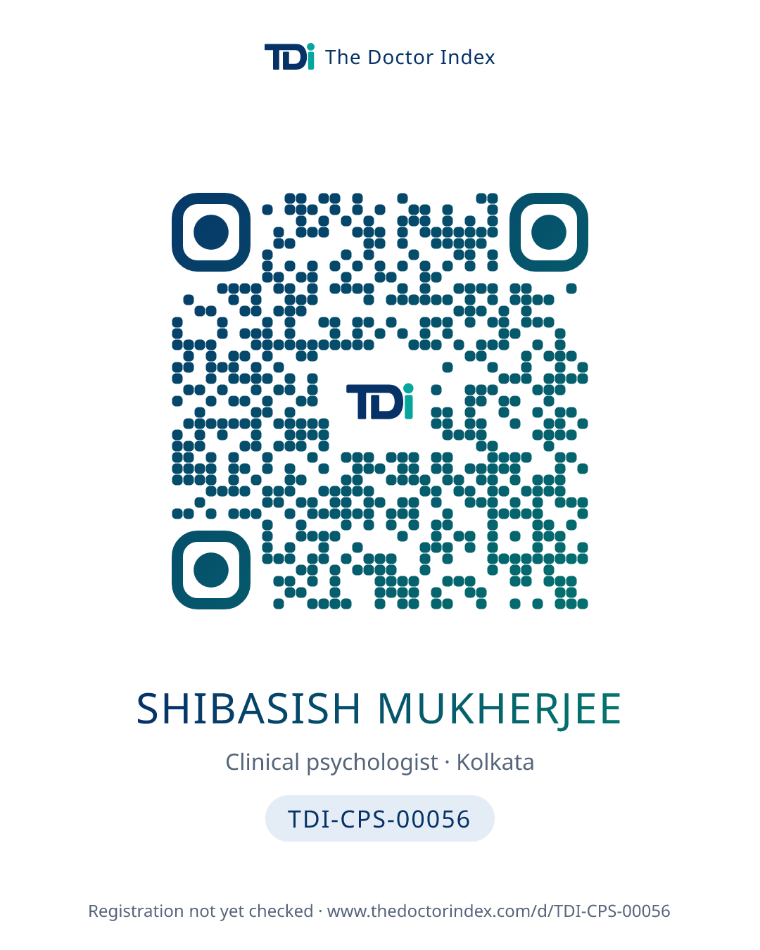 QR card for Shibasish Mukherjee, TDI-CPS-00056