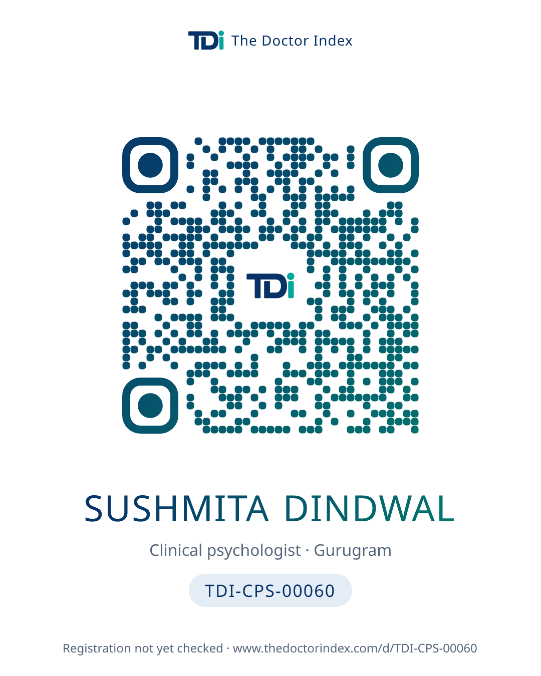 QR card for Sushmita Dindwal, TDI-CPS-00060