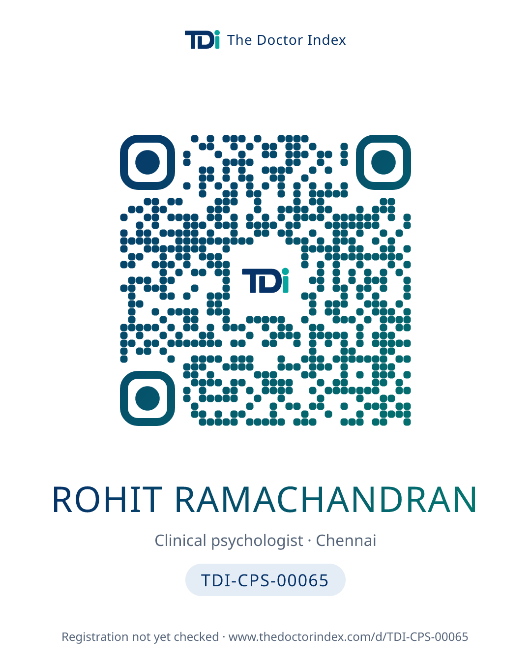 QR card for Rohit Ramachandran, TDI-CPS-00065