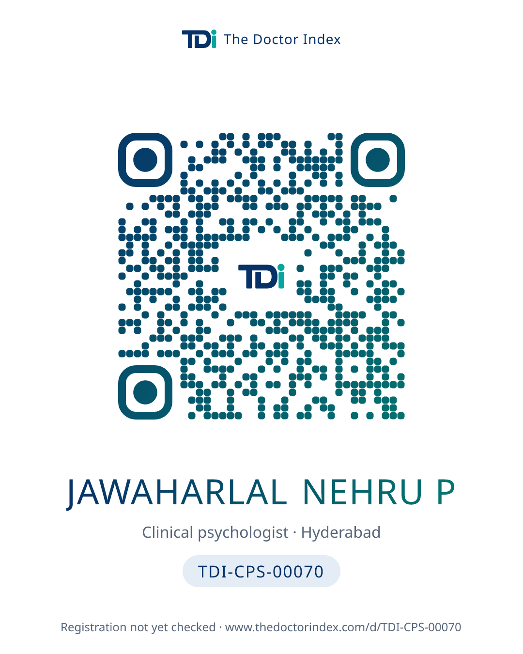 QR card for Jawaharlal Nehru P, TDI-CPS-00070