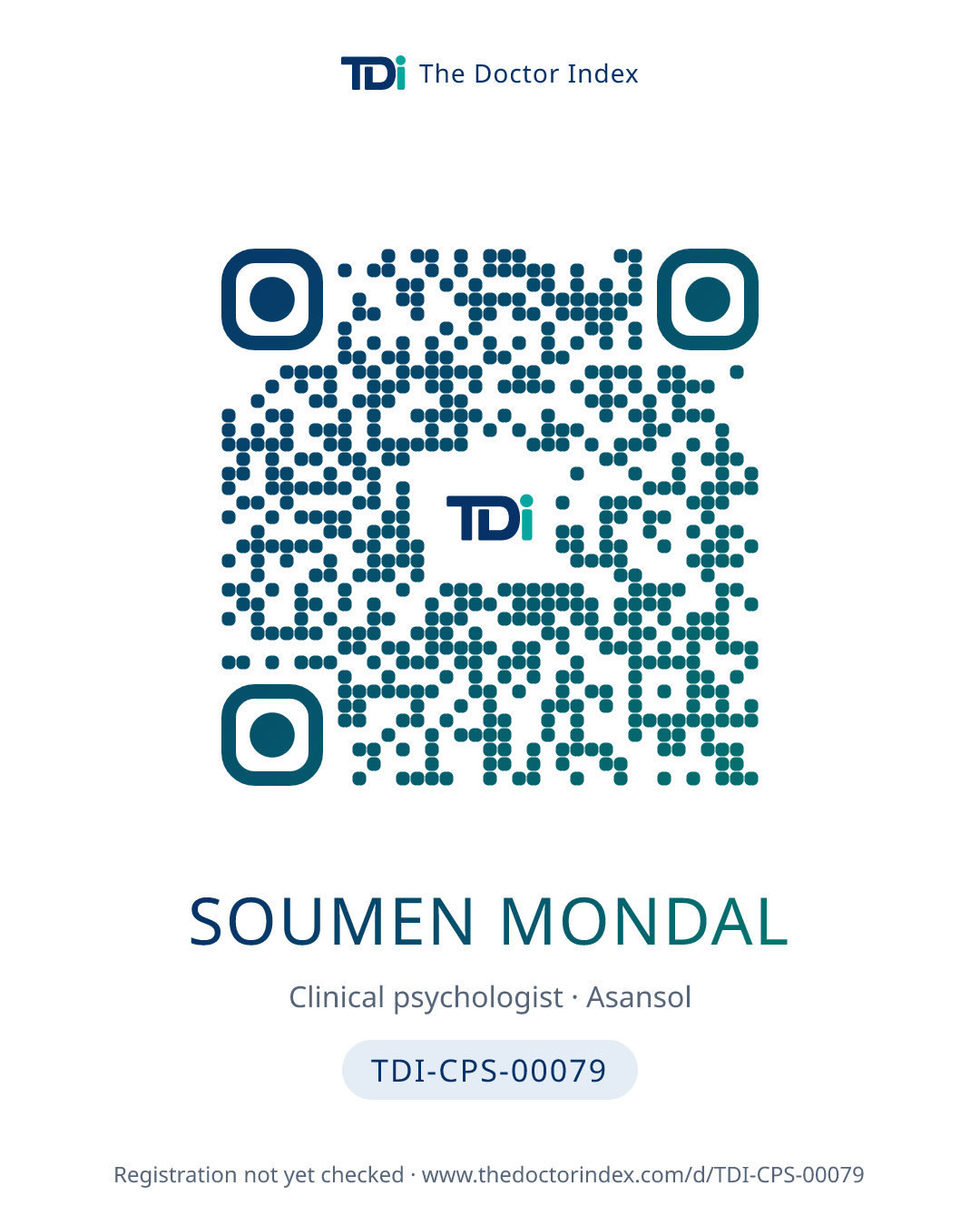 QR card for Soumen Mondal, TDI-CPS-00079