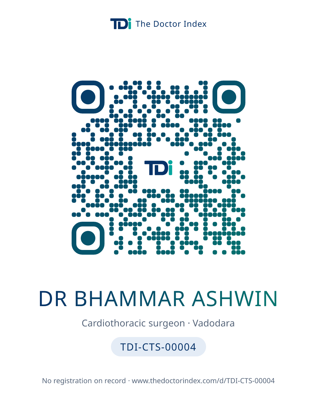 QR card for Dr Bhammar Ashwin, TDI-CTS-00004