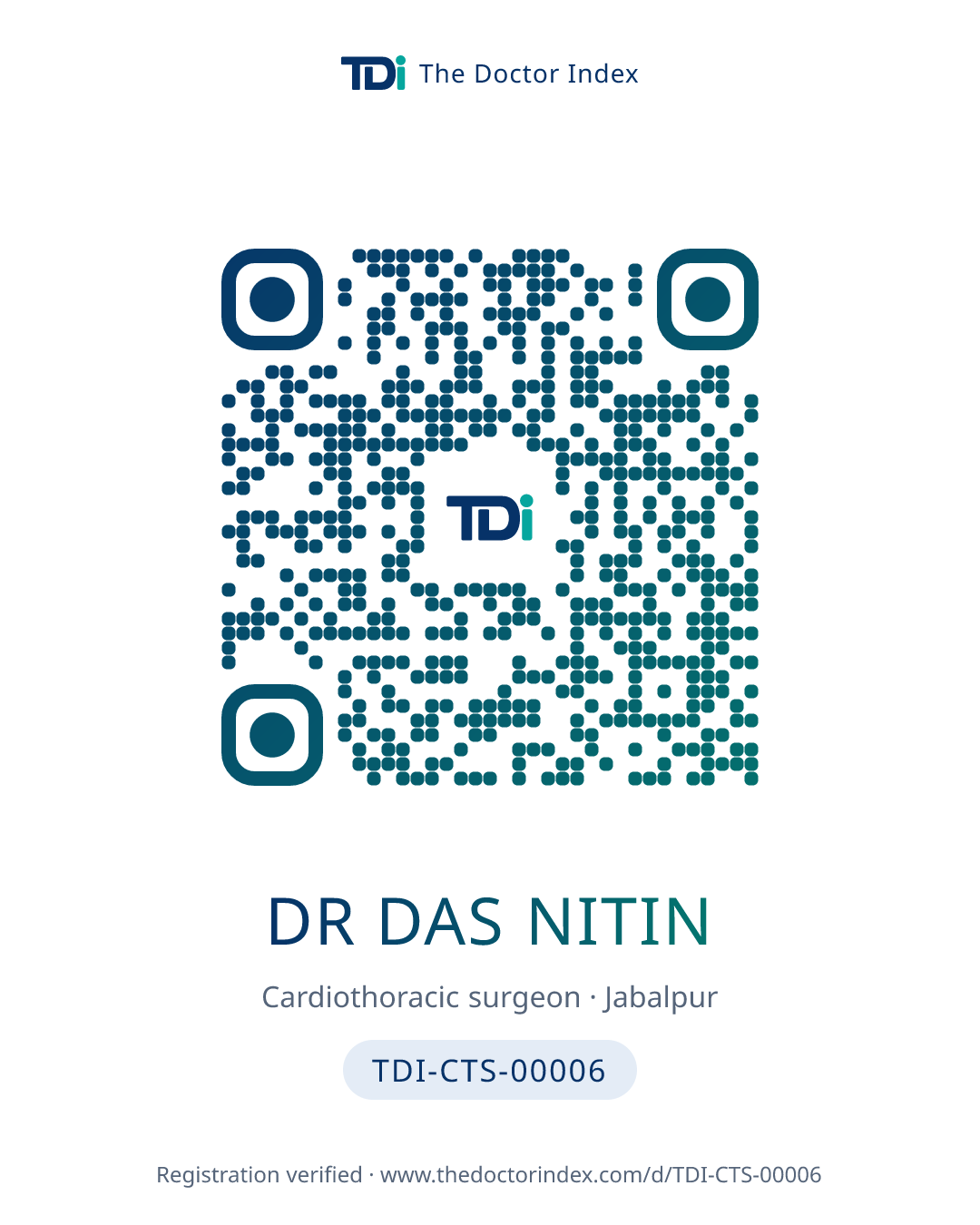 QR card for Dr Das Nitin, TDI-CTS-00006