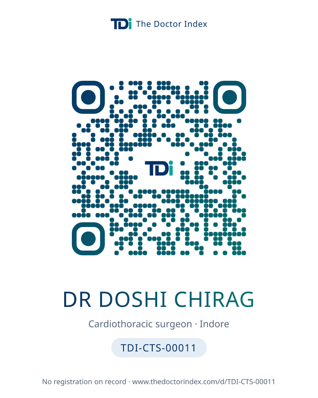 QR card for Dr Doshi Chirag, TDI-CTS-00011