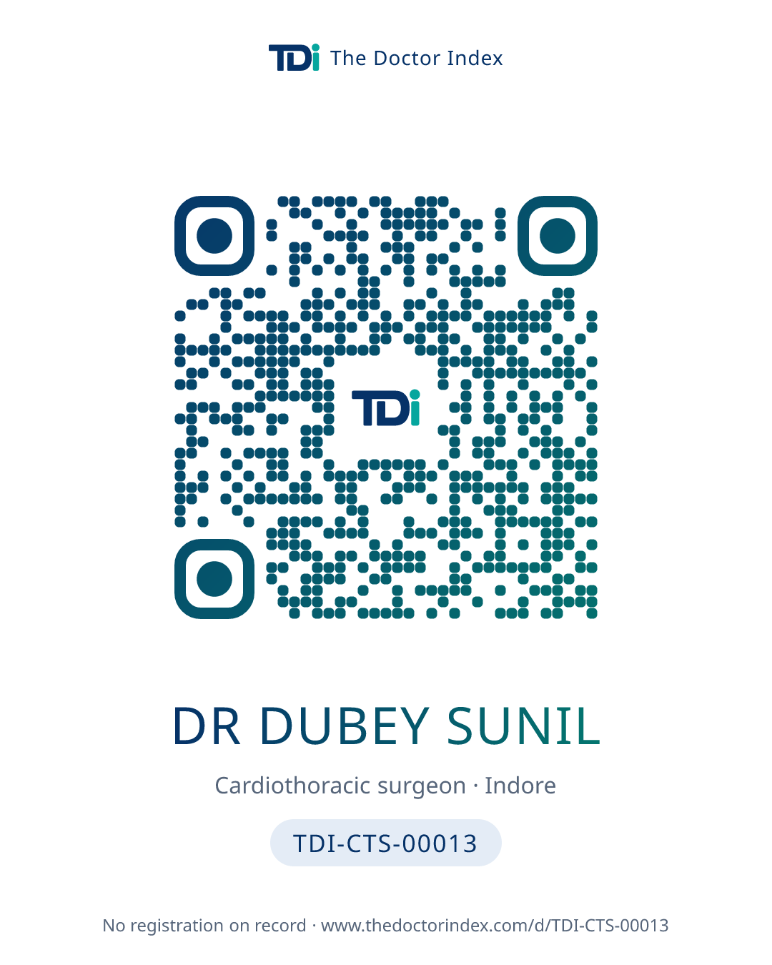QR card for Dr Dubey Sunil, TDI-CTS-00013