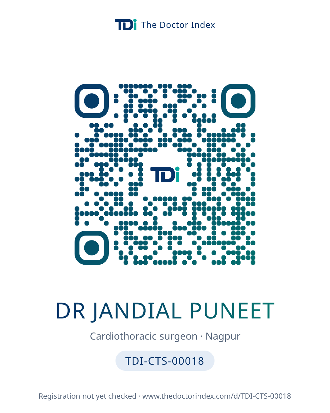 QR card for Dr Jandial Puneet, TDI-CTS-00018
